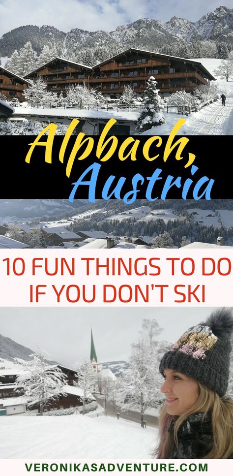 10 fun things to do in Alpach if you don't ski - Sporty and cosy activities and fun to enjoy while you are in Alpbach, in Austria. You don't have to ski to enjoy winter adventures, beautiful landscapes, apres-ski and so many cool stuff to do! #austria #alpbach #winter #adventures #europe #skiresort #ski #tirol Austrian Architecture, Kaprun Austria, Austria Winter, Winter Deserts, Best Ski Resorts, Europe Trip Itinerary, Enjoy Winter, Austria Travel, Europe Vacation