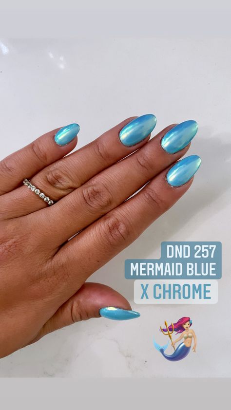 Blue Crome Nails Almond, Blue Crome Nails Acrylic, Bright Blue Chrome Nails, Crome Nails Coffin, Blue Chrome Nails Almond, Dip Chrome Nails, Teal Prom Nails, Turquoise Chrome Nails, Chrome Dip Powder Nails