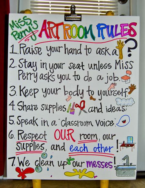 Drawing Theory, Art Room Rules, Teaching Art Elementary, Art Classroom Organization, Room Rules, Elementary Art Classroom, Art Bulletin Boards, Art Room Posters, Art Classroom Management