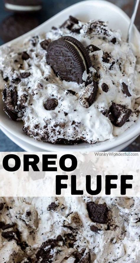 This No Bake Oreo Fluff Dessert is a super quick and easy treat. Perfect for parties, potlucks and holidays. Oreo Fluff Dessert, Fluff Recipes, Oreo Fluff, Brownies Recipes, Oreo Desserts, Oreo Dessert Recipes, Fluff Recipe, Desserts Healthy, Fluff Desserts