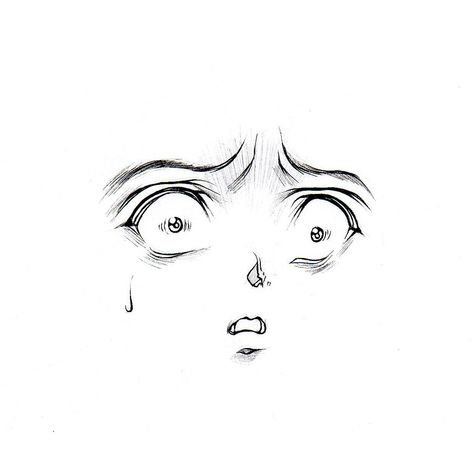 Scared Face Drawing, Anime Shocked Face, Eyes Drawing Anime, Scared Expression, Simple Face Drawing, Scared Face, Anime Face Drawing, How To Draw Anime Eyes, Shocked Face