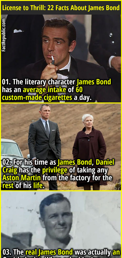 01. The literary character James Bond has an average intake of 60 custom-made cigarettes a day. James Bond Aesthetic, James Bond Characters, New James Bond, Fact Republic, Literary Characters, Mechanical Engineering, Silver Screen, James Bond, Ancient History