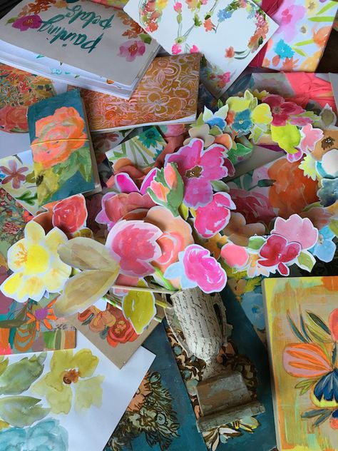 Pam Garrison, Aunt Peaches, Painterly Florals, Watercolour Sketchbook, Collage Fodder, Floral Projects, Doodle Art Flowers, Cards Craft, Floral Collage