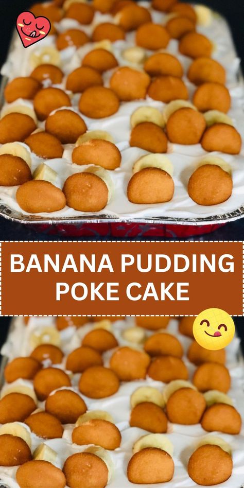 A fun twist on traditional banana pudding, this cake is infused with banana flavor and topped with a creamy pudding layer. Instant Banana Pudding, Banana Pudding Poke Cake, Pudding Poke Cake, Quick Cookies, Banana Split Dessert, Cake Mix Ingredients, Banana Pudding Cake, Desserts Ideas, Creamy Pudding