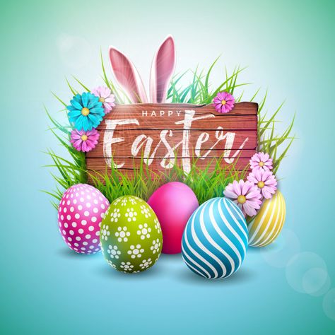 Happy easter holiday design with painted... | Premium Vector #Freepik #vector #background Happy Easter Wallpaper, Happy Easter Pictures, Happy Easter Quotes, Easter Poster, Happy Easter Wishes, Easter Quotes, Happy Easter Everyone, Easter Wallpaper, Easter Images