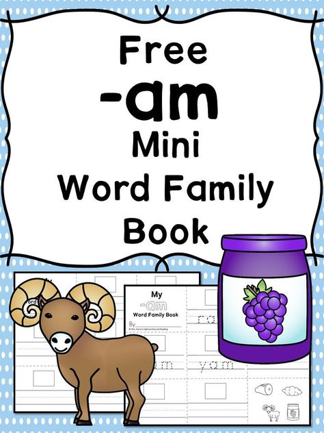 Teach the am word family using these am cvc word family worksheets. Students make a mini-book with different words that end in 'at'. Cut/Paste/Tracing Fun Am Word Family, Montessori Reading, Word Family Books, Reading Mastery, Teaching Vowels, Kindergarten Word Families, Family Worksheets, Learn Alphabet, Word Family Activities