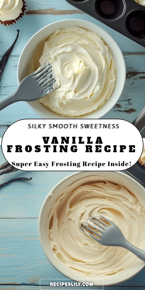 I can't get enough of this silky smooth vanilla frosting! It's super easy to make and perfect for topping cupcakes or cakes. With just a few simple ingredients, you’ll have a delicious and creamy frosting that elevates any dessert. Give it a try, and prepare to indulge! Home Made Frosting Easy, How To Make Cake Icing, Easy Cake Frosting Recipe, Quick Frosting Recipe, Homemade Icing For Cake, Easy Cake Icing, Icing Recipe Easy, Cake Frosting Recipes, Diy Frosting