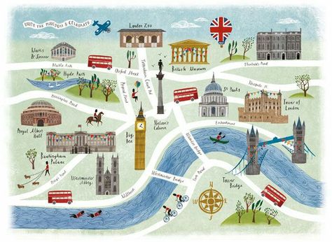 City Maps Illustration, Illustration Map, Train Map, Illustrated Maps, Map Illustration, London Landmarks, London Map, Biscuit Tin, Farm Design