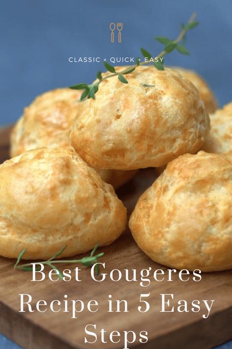 Gougères Recipe in 5 Easy Steps - French Wine Explorers Gougeres Recipe Ina Garten, Cheese Puffs Recipe Appetizers, Spoon Burgers, French Appetizers Easy, Cheese Gougeres, French Cheese Puffs, Gougeres Recipe, Cheese Puffs Recipe, French Cooking Recipes