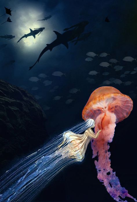 Ocean Life by celticBRIDE on DeviantArt Jellyfish Facts, Jellyfish Lantern, Jellyfish Jewelry, Jellyfish Illustration, Jellyfish Photography, Jellyfish Tank, Jellyfish Decorations, Jellyfish Aquarium, Jellyfish Painting