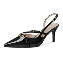 Black Closed Toe Heels, Black Pointed Heels, Trending Heels, Closed Toe Heels, Black Patent Leather Pumps, Slingback Heels, Patent Shoes, Heels For Women, Pointed Heels