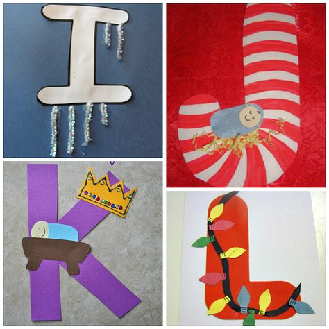 Winter/Christmas Alphabet Crafts for Kids - Crafty Morning Christmas Letter Crafts Preschool, Letter J Crafts, Letter F Craft, Preschool Alphabet Letters, J Craft, Abc Crafts, Alphabet Letter Crafts, December Crafts, Preschool Christmas Crafts