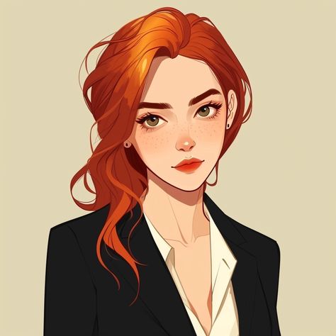 🎁🌟Charming Illustrations with Midjourney Prompts: Go to the Link in my Profile📌🔗 Character Art Short Hair, Female Character Art, Red Hair Brown Eyes, Redhead Characters, Fake Fire, Woman With Red Hair, Anime Woman, Charming Illustration, Oc Art