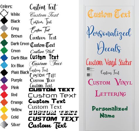 PRICES MAY VARY. Simply click the 'Customize Now' button on the right of the listing page. Type in your text, select a color, choose a font, and you will see a preview of you Vinyl Stickers With No Background. Your decals will be made with premium quality diecut vinyl. Unlike paper stickers, your decals will be fully weatherproof, durable, and they will have no background. They work well on any hard smooth surface including glass, metal, walls, and more! Bulk Discounts To Save You Money. Just co Vinyl Lettering Ideas, Best Font For Cricut Vinyl, 1970s Fonts, How To Make Name Stickers With Cricut, Best Font For Names On Tumblers, Jeep Names Decals, Name Decals For Cups, Alphabet Decor, Art Deco Font