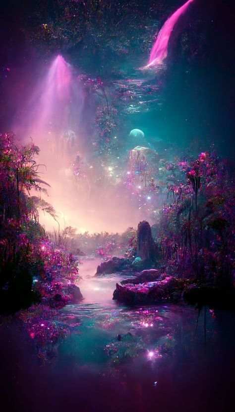 Fantasy World Forest, Art Lockscreen, Water Scenery, Pretty Backgrounds, Beautiful Wallpapers Backgrounds, Beautiful Landscape Wallpaper, Fantasy Art Landscapes, Beautiful Nature Wallpaper, Dreamy Art