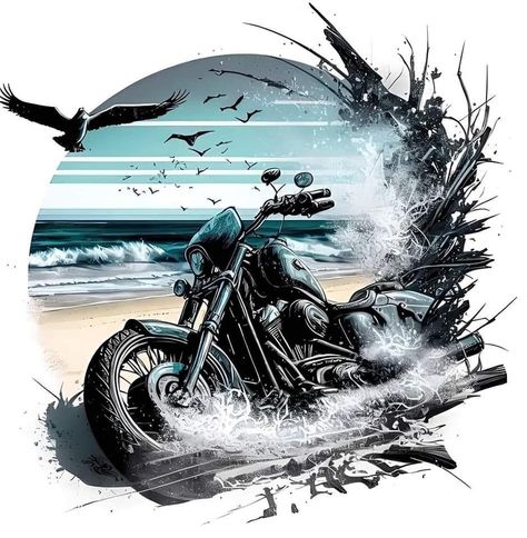 Art Moto, Harley Davidson Artwork, 3d Sublimation, Sublimation Ideas, Biker Art, Motorcycle Art, Bike Art, Bike Design, Realistic Drawings