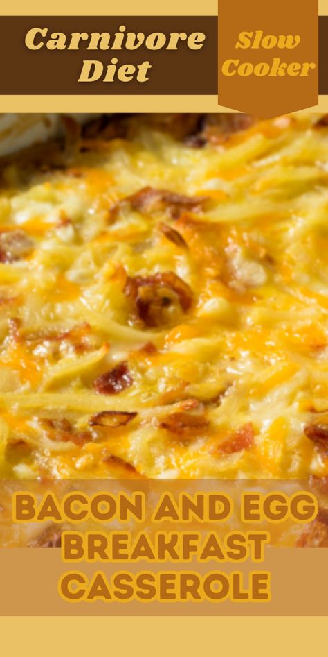 Try this delicious Bacon and Egg Breakfast Casserole recipe. For more recipes follow my page. #carnivorediet #carnivore #healthyrecipes #upgradedhealth #recipes Carnivore Egg Bake, Carnivore Breakfast Casserole, Carnivore Breakfast Ideas, Bariatric Breakfast Ideas, Bacon Egg And Cheese Casserole, Bacon Egg Bake, Keto Breakfast Casserole, Bacon And Egg Breakfast, Egg Breakfast Casserole