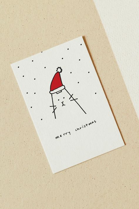 Handcrafted Christmas Cards, Christmas Cards Drawing, Easy Christmas Drawings, Origami Cards, Arte Aesthetic, Diy Holiday Cards, Cute Christmas Cards, Simple Christmas Cards, Card Inspo