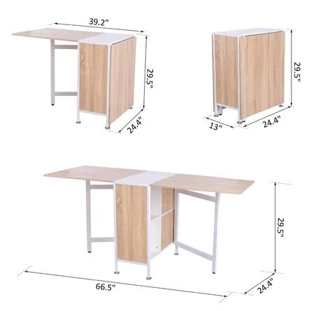 Ebern Designs Westley Storage Multi-Use Study Hideaway Shelves Saving Design Dining Table - Wayfair Canada Space Saving Furniture Bedroom, Portable Picnic Table, Classic Home Furniture, Space Saving Table, Foldable Furniture, Dining Table With Storage, Folding Dining Table, Sewing Furniture, Storage Table