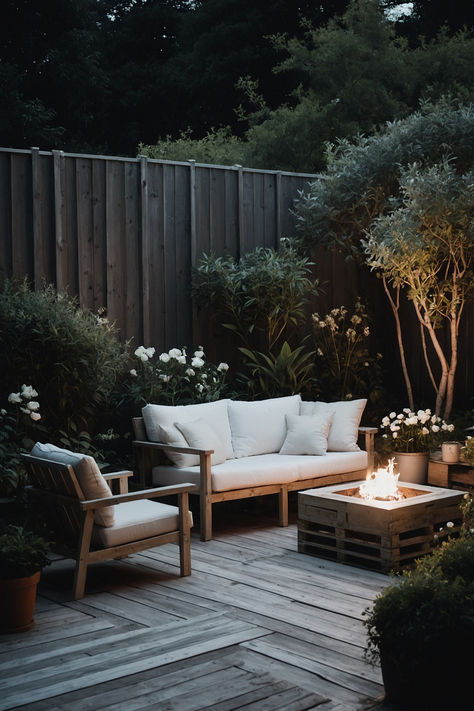 #DECKING,#FIREPIT#GARDEN#NIGHTVIBES,#GARDENIDEAS,#GARDENATNIGHT Scandi Backyard, Hygge Outdoor Space, Scandinavian Garden Design, Scandinavian Backyard, Summer Garden Ideas, Summer Bedroom Decor, Nordic Garden, Cream Garden, Scandinavian Garden