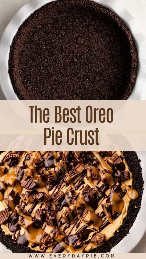 Oreo Graham Cracker Crust, Pies With Cookie Crust, Chocolate Cookie Pie Crust Recipe, How To Make Oreo Pie Crust, Oreo Crumb Crust, Chocolate Cookie Crumb Crust, Oreo Cookie Crust Desserts, Oreo Crust Pie Recipes, Pies With Oreo Crust