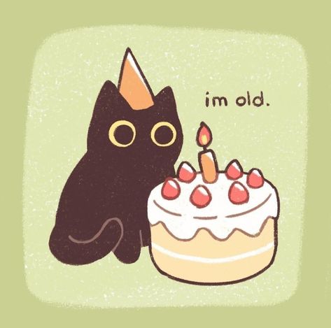 Happy Birthday Illustration Art, Happy Birthday Cat Drawing, Birthday Pfp, Happy Birthday Cats Cute Drawing, Cat Eating Cake Drawing, Happy Birthday To Me Cat Memes, Scrapbook Planning, Cat Meme Doodles Art, Cool Birthday Cards