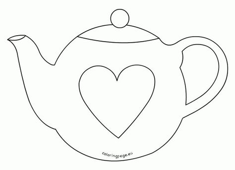 Teapot Applique Pattern, Teapot Coloring Pages, Tea Pot Coloring Page, Teapot Template Free Printable, Applique Templates Printable Free, Teapot Template, Teapot Printable, Mothers Day Card Template, Teapot Design