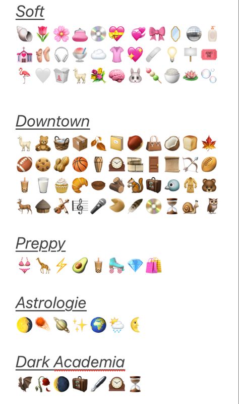 Preppy Emojis To Use, Dark Academia Emojis Combo, Aesthetic Emojis Combinations Soft, Downtown Emojis Combo, Soft Girl Emoji Combos, Soft Girl Aesthetic Captions, Downtown Emojis, Dark Academia Emoji Combos, Party Emoji Combinations