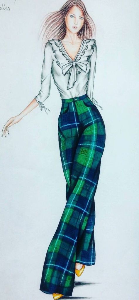 Plaid Fashion Illustration, Winter Fashion Illustration, Plaid Illustration, Outfits Layers, Maximal Style, 2017 Outfits, Oversized Trench, Lady Like, Gucci Loafers