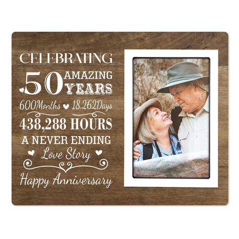 PRICES MAY VARY. 【50th Anniversary Gifts】Honor the happy couple with a 50th wedding anniversary decorative wood photo frame. It's perfect as 50th wedding anniversary gifts, anniversary gifts for husband, anniversary gifts for wife, anniversary gifts for parents and anniversary gifts for couple. This classy 50th wedding anniversary picture frame idea that celebrates a life of love between a husband and wife will be appreciated for years to come. 【Anniversary Gifts For Parents】50th anniversary gif 50th Wedding Anniversary Photo Album, 50th Anniversary Gifts For Parents Zazzle, 50th Anniversary Gifts In The Year 1972, Marriage Anniversary Photo Frame, 50th Anniversary Framed Art, Wedding Anniversary Pictures, 50 Wedding Anniversary Gifts, 50th Anniversary Gifts, Anniversary Pictures