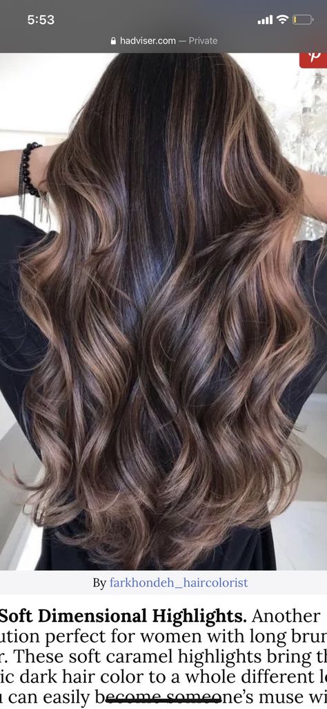 Bayalage Dark Hair, Brown Bayalage Hair, Caramel Highlights On Dark Hair, Dark Brunette Balayage Hair, Highlights Brown Hair Balayage, Baylage Hair, Balayage Hair Caramel, Highlights For Dark Brown Hair, Brown Straight Hair