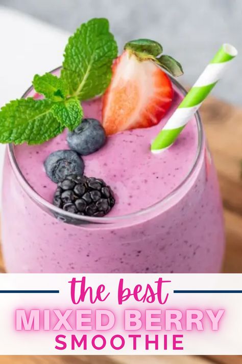 Yogurt Smoothies Healthy, Yogurt Protein Shake, Greek Yogurt Smoothie Recipes, Berry Smoothie With Yogurt, Triple Berry Smoothie, Smoothie Without Yogurt, Berry Protein Smoothie, Greek Yogurt Smoothie, Protein Powder Smoothie