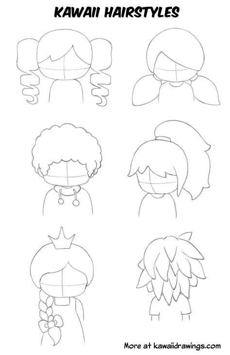 Six different ways to draw hair for kawaii characters Ways To Draw Hair, Chibi Poses, Draw Kawaii, Chibi Bts, Chibi Marvel, Chibi Hair, Kawaii Characters, Chibi Body, How To Draw Anime