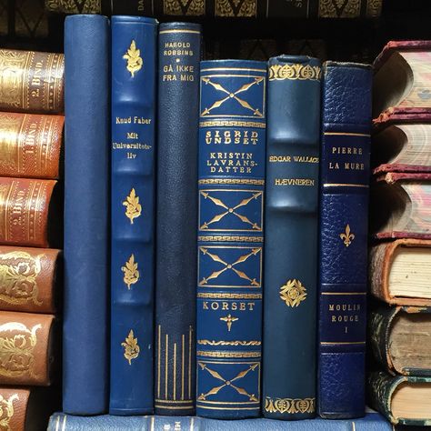 Blue tones in leather bound antique books. Blue Books, Book Shelf, Ravenclaw, A Book, Books, Blue