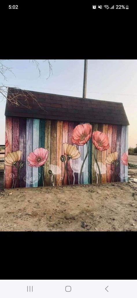 Vintage Garden | Saw this on another group | Facebook Illusion Mural, Fence Murals, Garage Paint, Painted Shed, Alice In Wonderland Artwork, Garden Fence Art, Berry Garden, Wonderland Artwork, Garden Mural