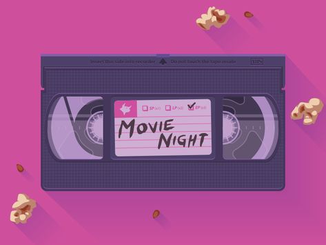 Movie Night Logo, Movie Club Logo, Movie Logo Design Ideas, Film Illustration Art, Movie Icon Aesthetic Logo, Movie Night Graphic, Movie Night Graphic Design, Movie Night Poster Design, Vhs Illustration