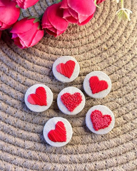 Pretty Hearts❤️🪡🧵 (Hand embroidered,Hand embroidery, hearts, hearts embroidery, red heart, handmade, handmade with love, small business, embroidery artist) #filledefil #businesswomen #handmade #handembroidered #hearts #redhearts Pretty Hearts, Embroidery Red, Basic Hand Embroidery Stitches, Embroidery Hearts, Heart Hands, Hand Embroidery Stitches, Handmade With Love, Handmade Accessories, Red Heart