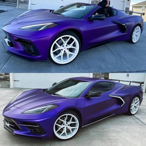 Purple Corvette, Car Motivation, Galaxy Artwork, C8 Corvette, Luxury Cars Audi, Custom Street Bikes, Corvette Grand Sport, Corvette C8, Custom Muscle Cars