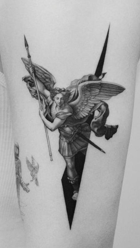 Raphael Santi, St Raphael Archangel, Evolution Tattoo, Gladiator Tattoo, Archangel Tattoo, Face Tattoos, Angel Tattoo, Lord Shiva Painting, Black Ink Tattoos