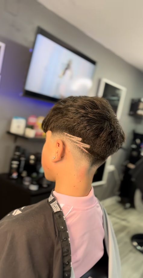 Skin Fade Boys Haircut, High Taper Design, Haircut Designs For Boys, Mid Fade Designs, Mid Fade With Design, Drop Fade Design, Low Fade Design, French Crop Low Fade, Low Mid Fade