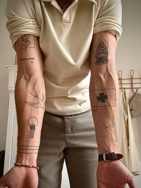 Minimalist Tricep Tattoo, Lower Bicep Tattoo, Piece Sleeve Tattoo, Tattoo Placement Men, Forearm Patchwork Tattoo, Card Tattoos For Men, Inner Arm Tattoo For Men, Inner Bicep Tattoo Men, Arm Tattoo Placement