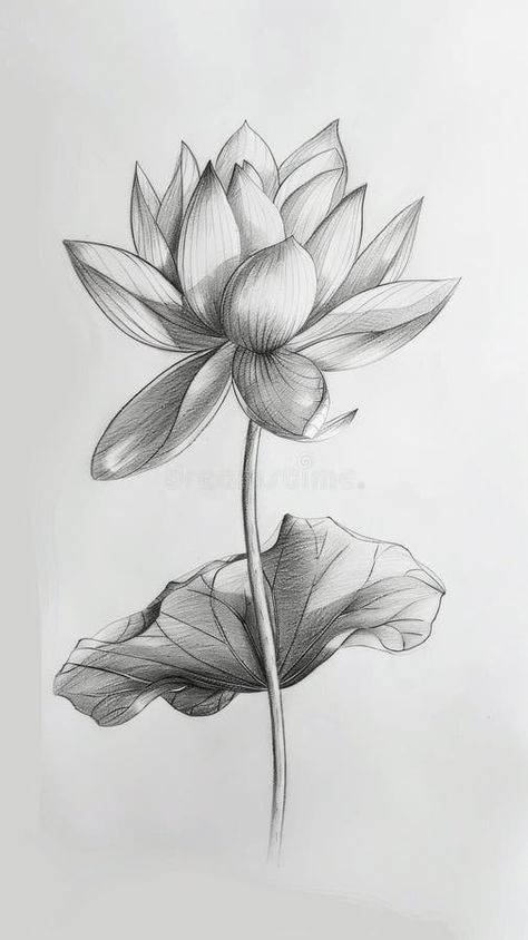 Lotus Flower Pencil Sketch Symbolizing Purity and Transformation stock photos Lotus Pencil Sketch, Lotus Flower Drawing Sketches, Lotus Flower Sketch, Lotus Sketch, Lotus Meaning, Lotus Flower Drawing, Lotus Drawing, Japanese Lotus, Sketch Images