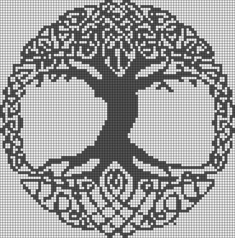 Tree Of Life Cross Stitch, Celtic Cross Stitch, Cross Stitch Tree, Pola Kristik, Cross Stitch Heart, Crochet Borders, Tapestry Crochet, Knitting Charts, Alpha Patterns