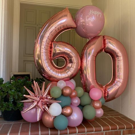 60th Balloon Arch, 60 Balloon Decorations, 60th Balloon Ideas, 60th Birthday Balloons Decoration, 60th Birthday Balloons, Unique Event Decor, 60 Balloons, Balloon Displays, Moms 60th