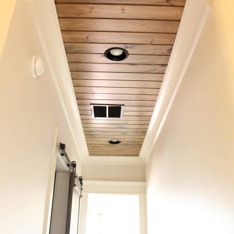 Nickel Gap, Ceiling Remodel, Siding Styles, Hallway Ceiling, Wood Plank Ceiling, Shiplap Ceiling, Plank Ceiling, Shiplap Accent Wall, Ceiling Treatments