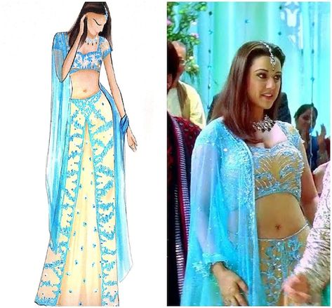 Priety Zinta 90s Outfits, Old Bollywood Outfits, 90s Lehenga, Bollywood 90s Outfits, 90s Bollywood Dress, Bollywood 90s Fashion, 90s Bollywood Fashion Women, Iconic Bollywood Lehengas, 90s Lehenga Bollywood