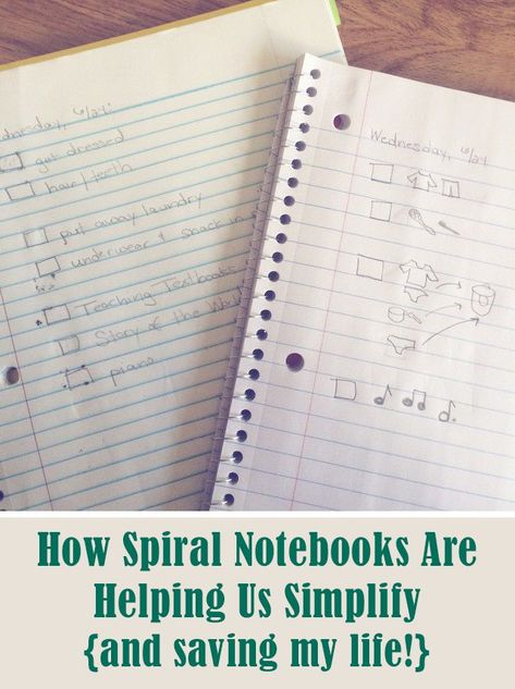 How spiral notebooks are helping us simplify {and saving my life!} | homeschool ideas | homeschool school list Planner Lists, School Bookmarks, Organised Life, Homeschool Hacks, Simplify Life, Daily Chores, Homeschooling Resources, Spiral Planners, School List