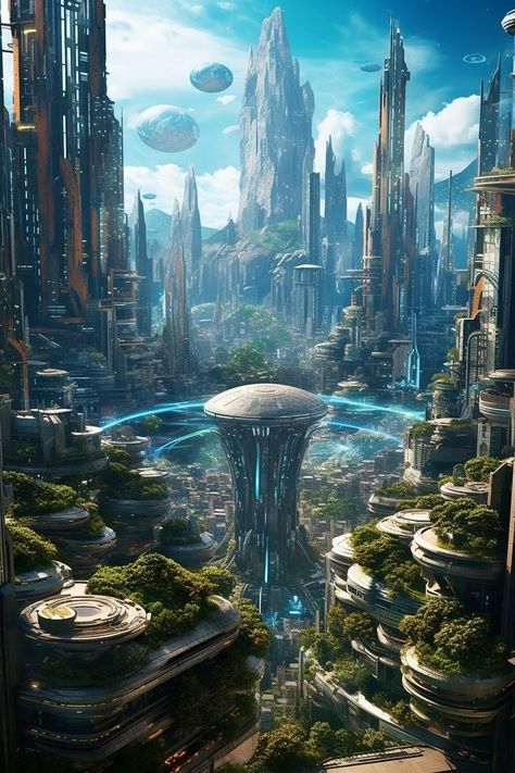 Sci Fi Fantasy Aesthetic, Futuristic City Art, Future Cityscape, Utopian City, Sci Fi Aesthetic, Scifi City, Futuristic World, Futuristic Cityscape, Future Earth