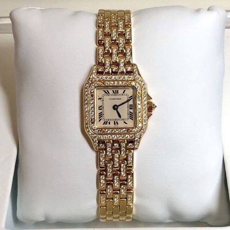 Cartier Watch With Diamonds, Cartier Female Watch, Womens Cartier Watch, Cartier Watches Women Diamonds, Luxury Watch For Women, Luxury Bracelet Women, Rectangle Gold Watch, Gold Diamond Watches Women, Luxury Watch Women