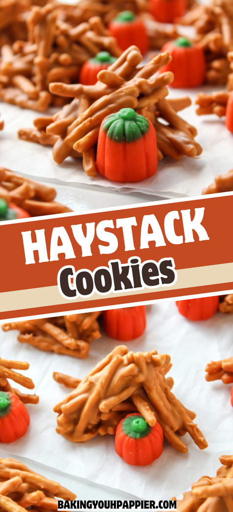 Haystack Cookies, these easy to make no bake cookies look like stacks of hay which makes the perfect Fall Fest or harvest treat! Haystack Cookies No Bake, Cheap Thanksgiving Desserts, Haystack Cookies, Haystacks Recipe, Sweet Easy Recipes, Best No Bake Cookies, Cheap Desserts, Fall Dessert Recipes Easy, Vegetarian Thanksgiving Recipes